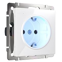 Розетка с заземлением с подсветкой без рамки Werkel 1-м. белый глянцевый картинка